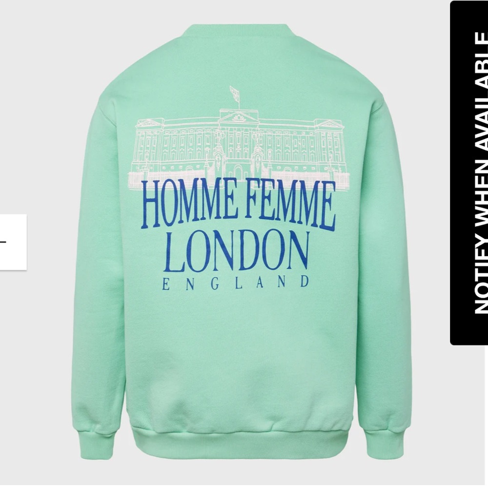 NWT Homme + Femme 100% Cotton Emroidered Royal Crest Crewneck Sweatshirt Medium